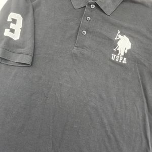 US POLO ASSN Mens M Black Polo Shirt Embroidered Big Pony Logo 3 FAST SHIP!